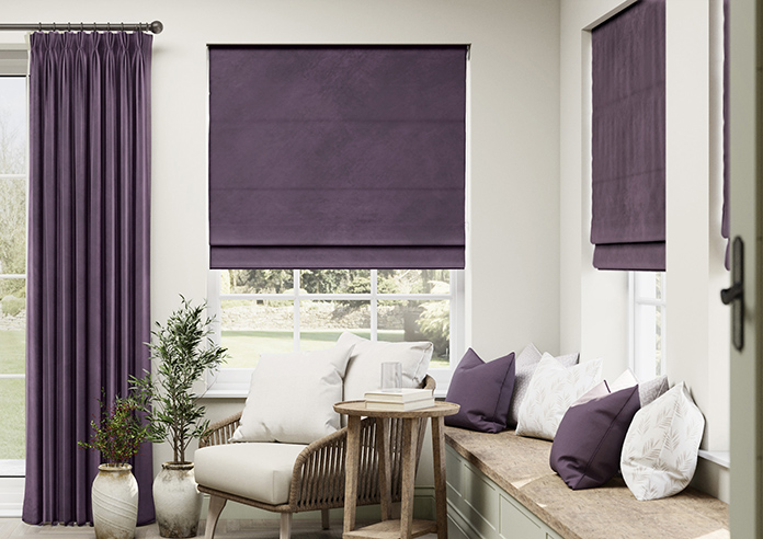Odessa Velvet, Aubergine - Roman Blind - Image 3